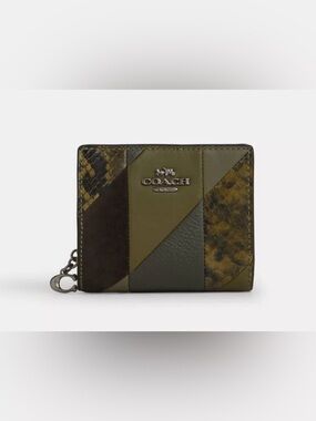 Coach Olive Green and Black Patchwork Zip Wallet